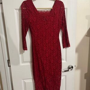 Candie's Red Long Sleeve Lace Dress